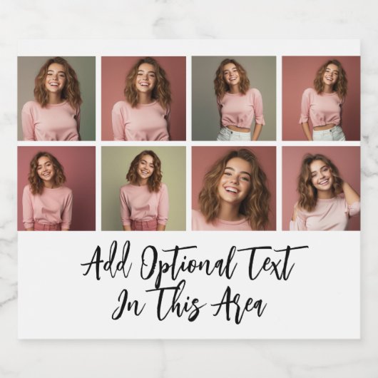 8モダンミニマル枚のフォトグリッドのコラージュ – 白 ビールラベル (シングルラベル)