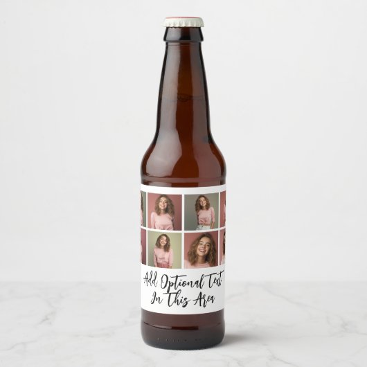 8モダンミニマル枚のフォトグリッドのコラージュ – 白 ビールラベル (正面)