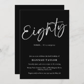 8モダン白黒80誕生日 招待状 (正面/裏面)