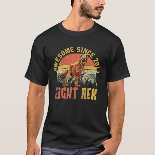 8レックス8誕生日第8恐竜8歳 Tシャツ (正面)