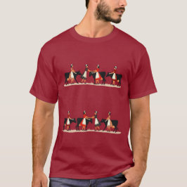 8人のメイドのミルキング カットアウト ステンシル風 デザイン4 Tシャツ