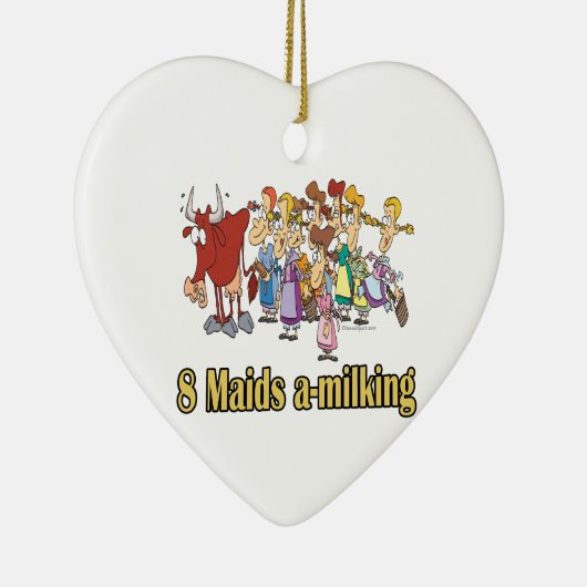 8人のメイドの乳を飲む8日目のクリスマス セラミックオーナメント (右)