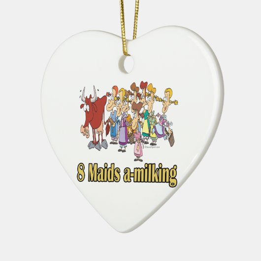 8人のメイドの乳を飲む8日目のクリスマス セラミックオーナメント (左)