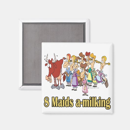 8人のメイドの乳を飲む8日目のクリスマス マグネット (正面/裏面)