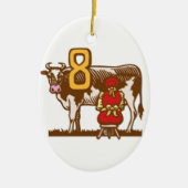 8人の女中の搾り出すこと セラミックオーナメント (正面)