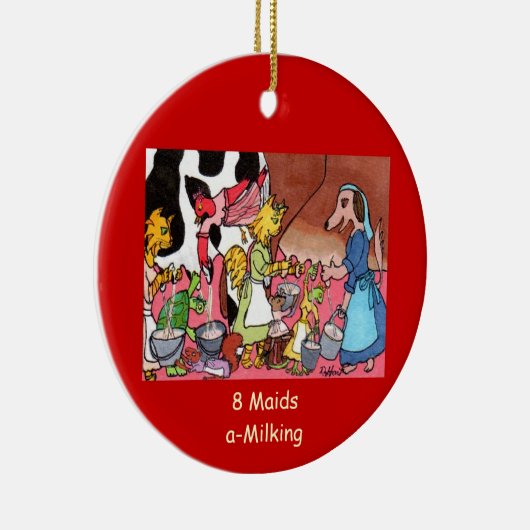 8人の女中の搾り出すこと セラミックオーナメント (右)