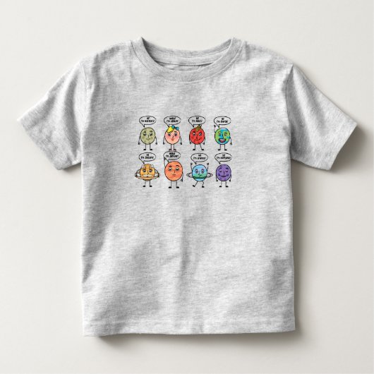 8個のかわいい惑星 トドラーTシャツ (正面)