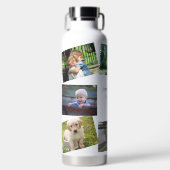 8個の写真をパーソナライズした文字お気に入りのファミリーの思い出 ウォーターボトル (正面)