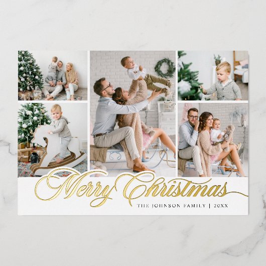 8写真きらめくメリークリスマスグリーティング 箔シーズンカード (正面)