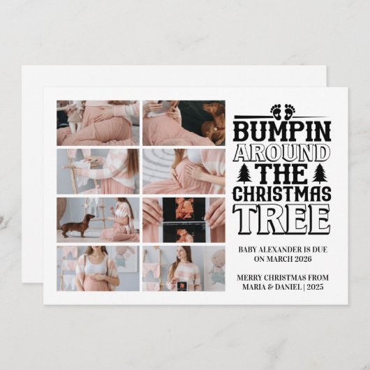 8写真クリスマスツリー妊娠のお知らせ シーズンカード (正面/裏面)