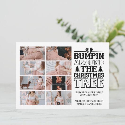 8写真クリスマスツリー妊娠のお知らせ シーズンカード (スタンド正面)