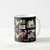 8写真テンプレートコラージュとカスタム文字マグカップ コーヒーマグカップ (正面右)