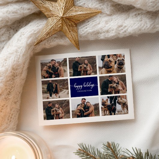 8写真ハッピーホリデーズコラモダンージュネイビーブルー ポストカード