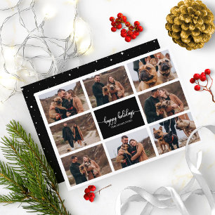 8写真ハッピーホリデーズコラージブラッククリスマス 招待状