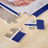 8写真パーソナライズされたコラージュ名青 ジグソーパズル (側面)