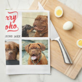 8写真ファミリーフォト✨クリスマスコラージュカスタム キッチンタオル (四つ折り)