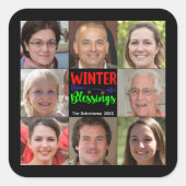 8写真ファミリーフォト✨コラージュカスタムクリスマス スクエアシール (正面)
