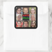 8写真ファミリーフォト✨コラージュカスタムクリスマス スクエアシール (バッグ)