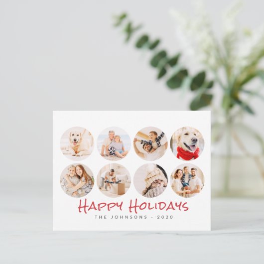 8写真ファミリーモダン&ペットメモリーズホリデー シーズンポストカード (スタンド正面)