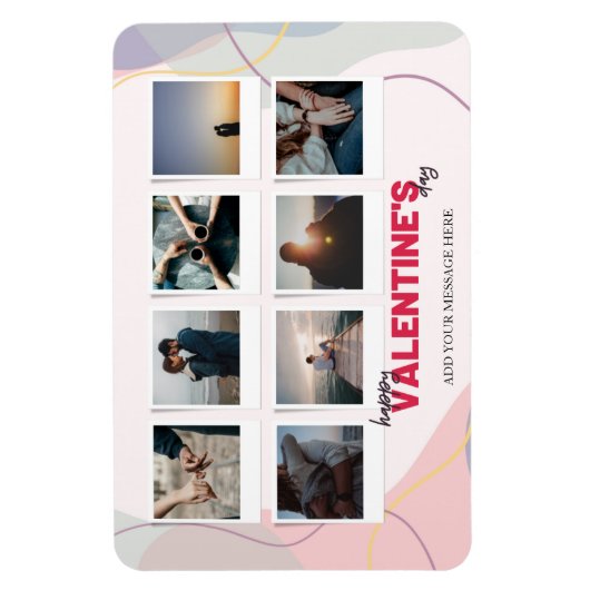8写真モダンコラージュのバレンタインデーの贈り物 マグネット (縦)