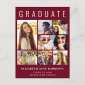 8写真モダン卒業式ブルゴーニュ 案内ポストカード (正面)