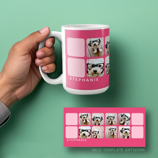 8写真中世紀写真モダンコラージピンク コーヒーマグカップ