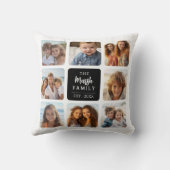 8写真中央に家族の名前を付けたコラージュ – 黒 クッション (裏面)