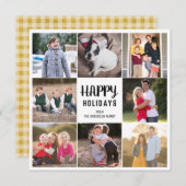 8写真素朴ハッピーホリデイズ金ゴールドジンガムプレイド シーズンカード (正面/裏面)