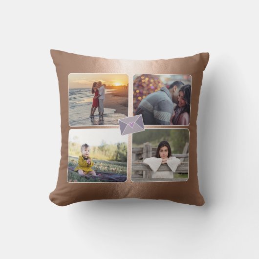 8写真/金ゴールドエレガント銅紫色の愛ハート クッション (正面)