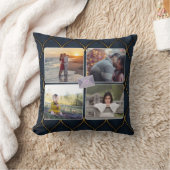 8写真/黒エレガント金ゴールド紫の愛ハート クッション (ブランケット)