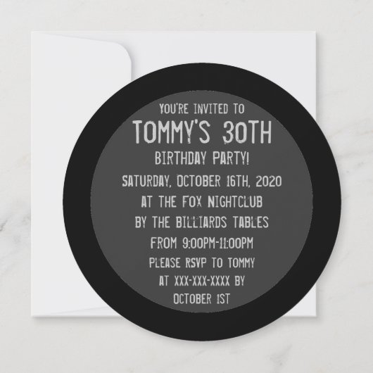 8匹の球のプールのテーマの円のパーティの招待状 招待状 (裏面)