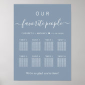 8台エレガントの埃の多い青結婚い座席表 ポスター (正面)