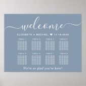 8台エレガントの埃の多い青結婚い座席表 ポスター (正面)