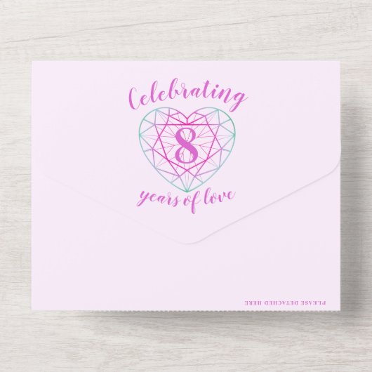 8周年記念の結婚式の返信は、ツートンカラーのトルマリンです。 オールインワン招待状 (裏面)