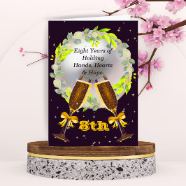 8周年記念カードパール、ワイングラス&リース カード
