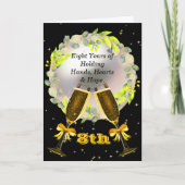 8周年記念カードパール、ワイングラス&リース カード (正面)