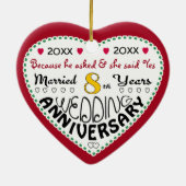 8周年記念ギフトハート型クリスマス セラミックオーナメント (裏面)