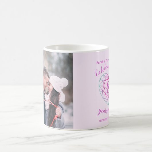 8周年記念トルマリンハートカスタム写真 コーヒーマグカップ (中央)