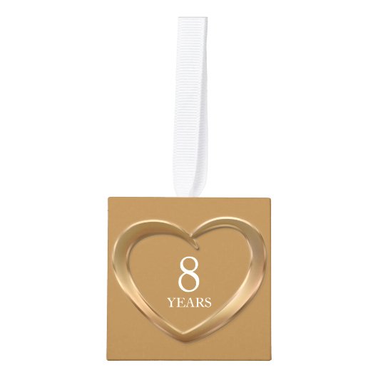 8周年記念ハートと写真 キューブオーナメント (正面)