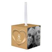 8周年記念ハートと写真 キューブオーナメント (裏面アングル)