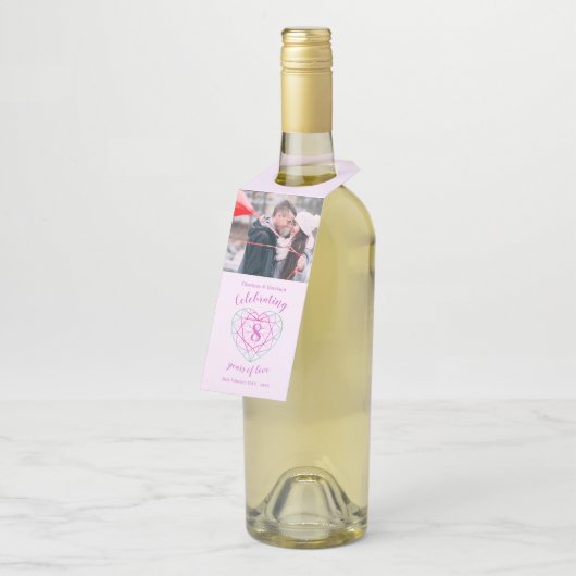 8周年記念写真結婚宝石ハート ボトルネックタグ (アングル)