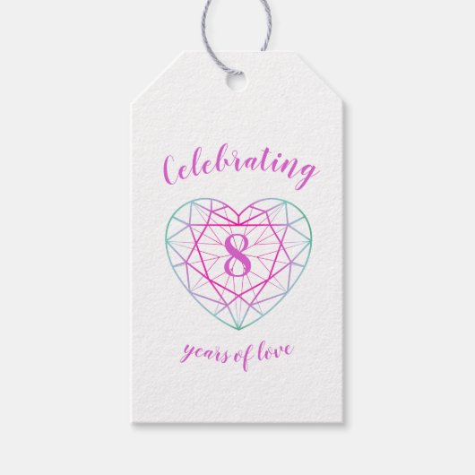 8周年記念結婚ハートギフトラベル ギフトタグ (正面)