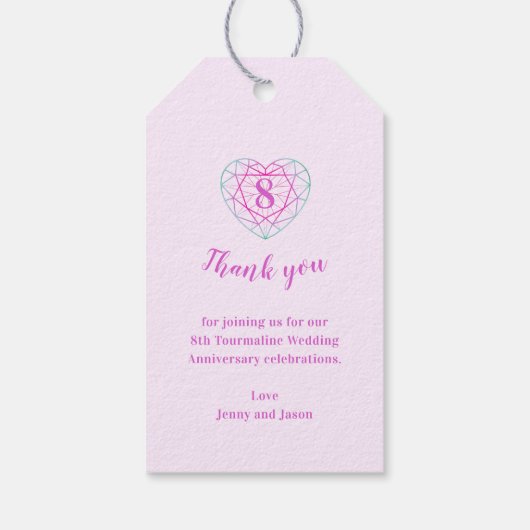 8周年記念結婚ハートギフトラベル ギフトタグ (裏面)