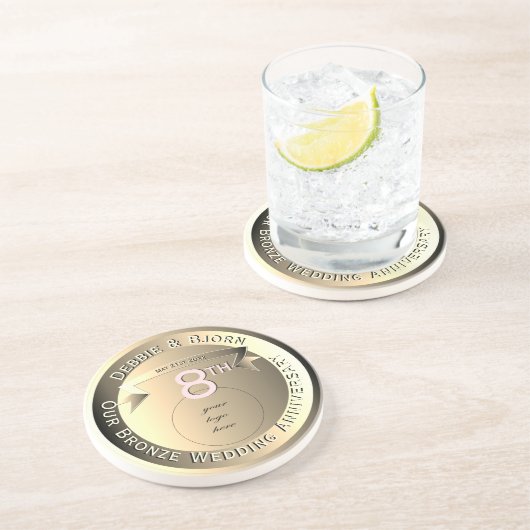 8周年記念結婚銅製メダリオン画像 コースター (側面)