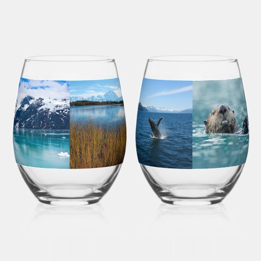 8家族の休暇写真 ステムなしワイングラス (裏面)