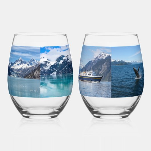 8家族の休暇写真 ステムなしワイングラス (左)