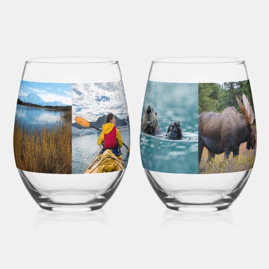 8家族の休暇写真 ステムなしワイングラス (右)