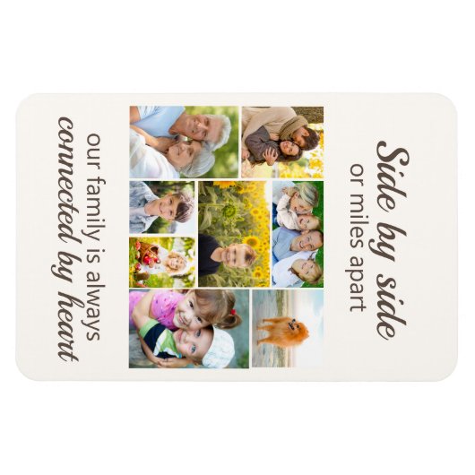 8家族の写真を残してハートで接続 マグネット (横)