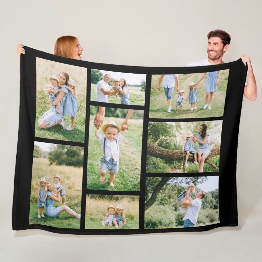 8家族の写真コラージュ自分で作成 フリースブランケット (インサイチュ)