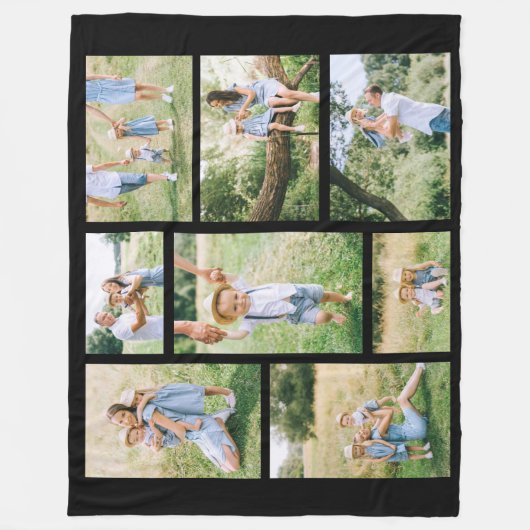 8家族の写真コラージュ自分で作成 フリースブランケット (正面)